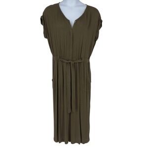 Rock &‎ Republic Olive Green Jumpsuit Wide Leg Cinched Waist Pockets XXL